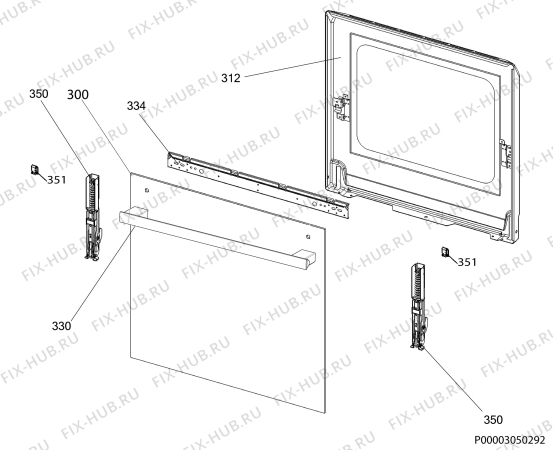 Взрыв-схема плиты (духовки) Electrolux EKG51102OW - Схема узла Door