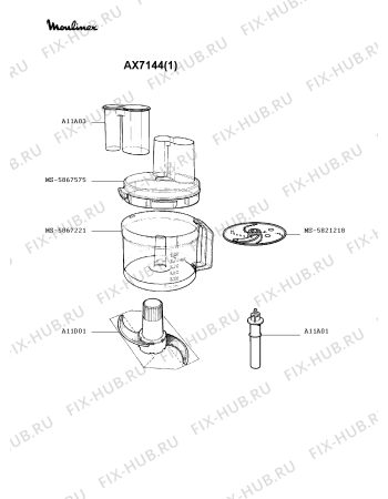 Взрыв-схема кухонного комбайна Moulinex AX7144(1) - Схема узла EP000595.4P3