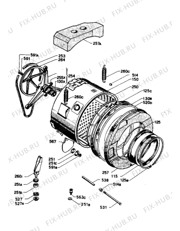 Взрыв-схема стиральной машины Zanussi ZF1000WX - Схема узла Tub and drum