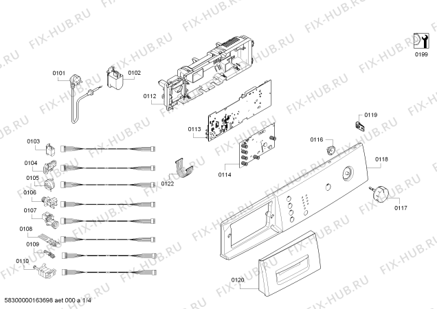 Схема №1 WAE16177IT с изображением Панель управления для стиралки Bosch 00706559