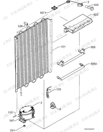 Взрыв-схема холодильника Zanussi ZFC231 - Схема узла Cooling system 017