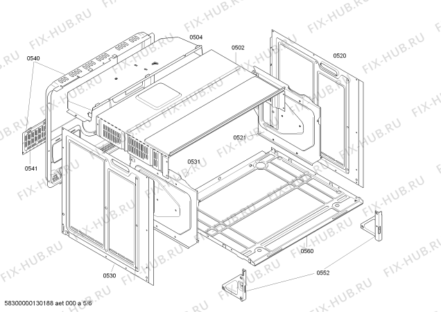 Взрыв-схема плиты (духовки) Siemens HB75R540 - Схема узла 05