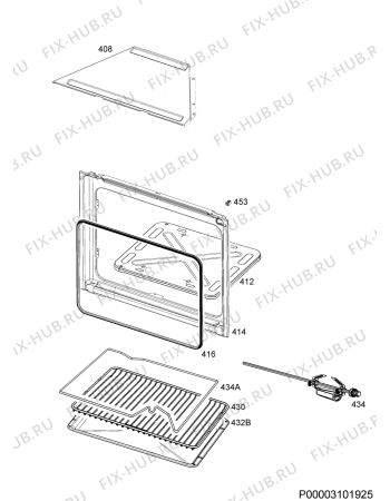 Взрыв-схема плиты (духовки) Electrolux EOG1102AOX - Схема узла Oven