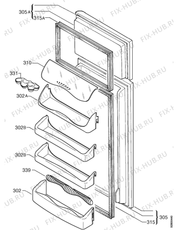 Взрыв-схема холодильника Zanussi ZD25/7R - Схема узла Door 003