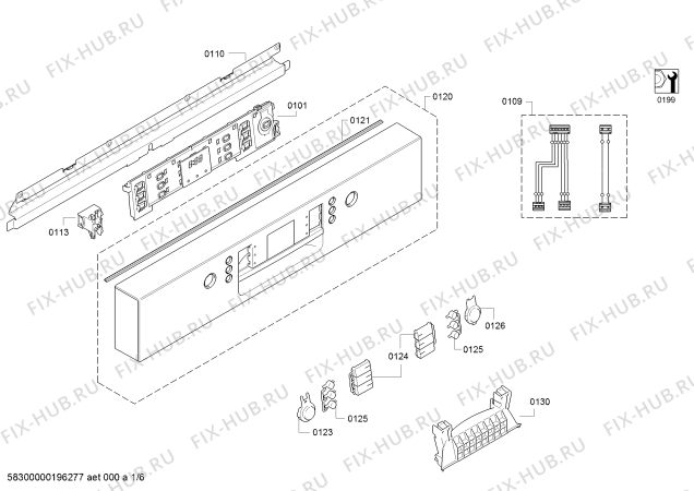 Схема №1 SN55E208EU TP3 с изображением Уплотнитель для электропосудомоечной машины Bosch 00611568