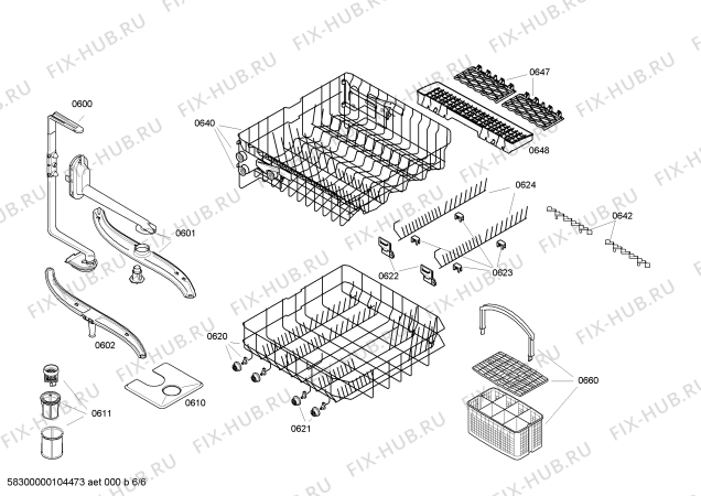 Взрыв-схема посудомоечной машины Bosch SGU55M14EU - Схема узла 06