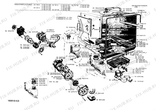 Взрыв-схема посудомоечной машины Bosch 0730101009 GV120K - Схема узла 02