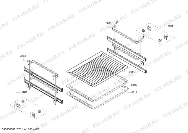 Взрыв-схема плиты (духовки) Bosch HBF554YB0R - Схема узла 06