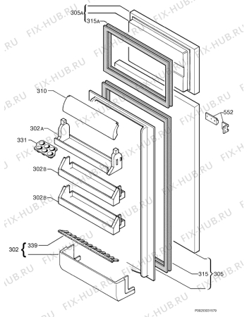 Взрыв-схема холодильника Zanussi ZBT6284 - Схема узла Door 003