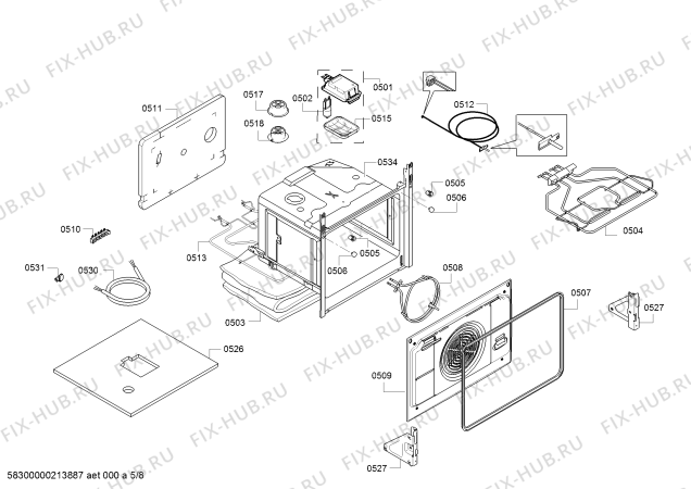 Взрыв-схема плиты (духовки) Bosch HLS79R350A - Схема узла 05