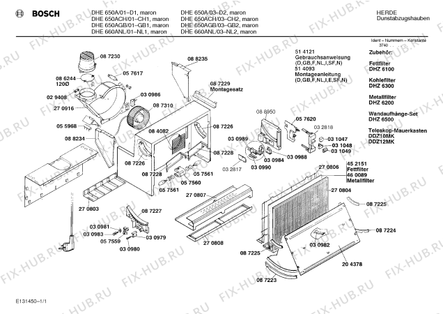 Схема №1 LE65100GB с изображением Панель для вытяжки Bosch 00032818