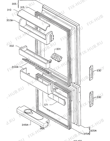 Взрыв-схема холодильника Zanussi ZFA62/26 - Схема узла Door 003