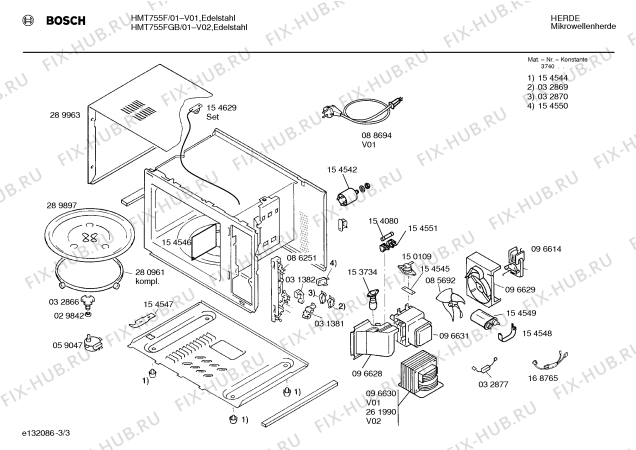 Взрыв-схема микроволновой печи Bosch HMT755F - Схема узла 03