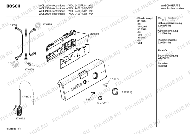 Схема №1 WOL2200FF WOL2200 electronique с изображением Панель управления для стиралки Bosch 00359510