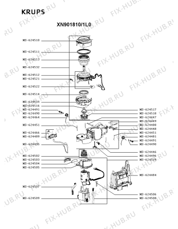 Взрыв-схема кофеварки (кофемашины) Krups XN901810/1L0 - Схема узла TP005921.3P3