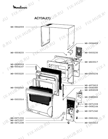 Взрыв-схема микроволновой печи Moulinex ACY3AJ(1) - Схема узла PP002040.1P2