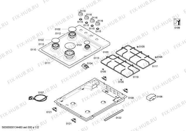 Схема №1 CA114050 с изображением Столешница для плиты (духовки) Bosch 00247114