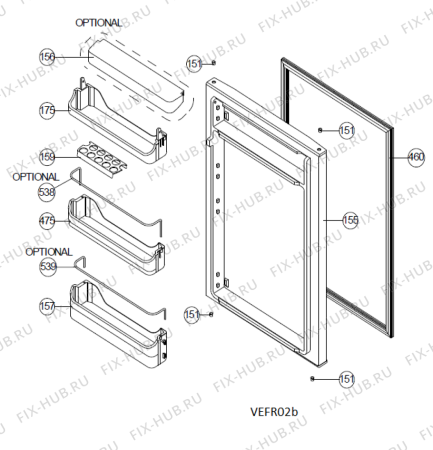 Схема №1 PRCIF 154 A++ с изображением Другое для холодильной камеры Whirlpool 488000533628