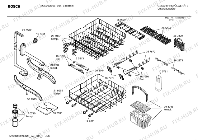 Схема №2 SGE0905 Logixx с изображением Инструкция по эксплуатации для электропосудомоечной машины Bosch 00527021