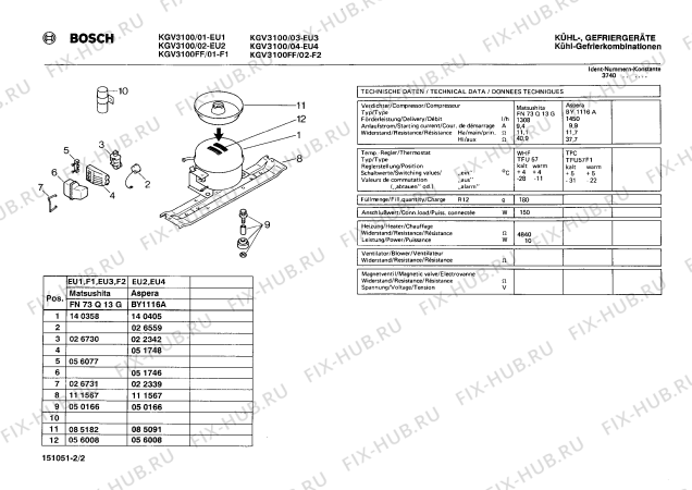 Взрыв-схема холодильника Bosch KGV3100 - Схема узла 02