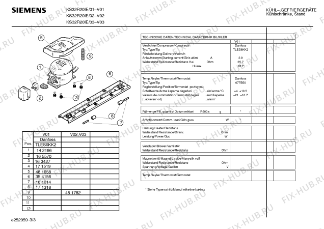 Взрыв-схема холодильника Siemens KS32R20IE - Схема узла 03