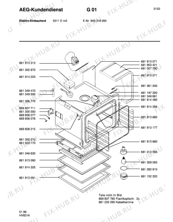 Взрыв-схема плиты (духовки) Aeg 5311E-M - Схема узла Section2