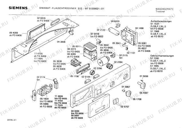 Схема №1 WT51000021 FLAUSCHTROCKNER 510 с изображением Корпусная деталь Bosch 00053946