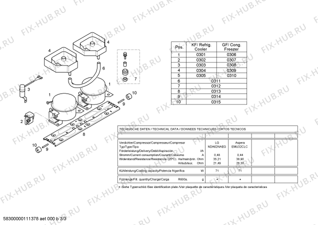 Взрыв-схема холодильника Bosch KGS36300 - Схема узла 03