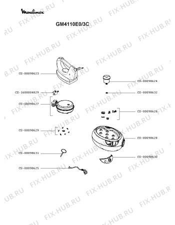 Схема №1 GM4110E0/3C с изображением Нагревательный элемент для утюга (парогенератора) Moulinex CS-00098627
