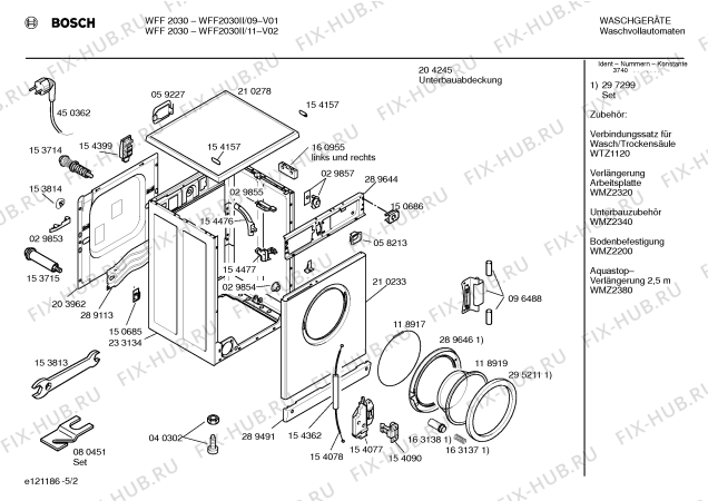 Схема №1 WFF2030II WFF2030 с изображением Панель для стиральной машины Bosch 00296393