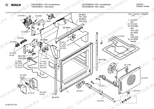 Взрыв-схема плиты (духовки) Bosch HEN330B - Схема узла 02