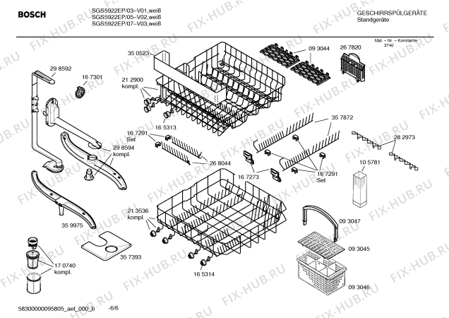 Взрыв-схема посудомоечной машины Bosch SGS5922EP - Схема узла 06