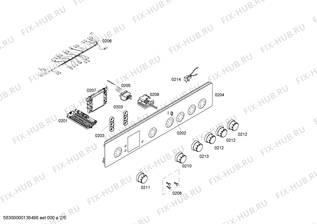 Взрыв-схема плиты (духовки) Bosch HSV74D120R - Схема узла 02