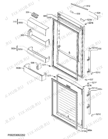 Взрыв-схема холодильника Electrolux EN93858MW - Схема узла Door 003