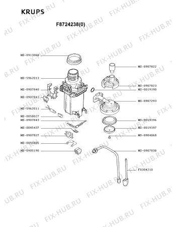 Взрыв-схема кофеварки (кофемашины) Krups F8724238(0) - Схема узла PP001849.3P3