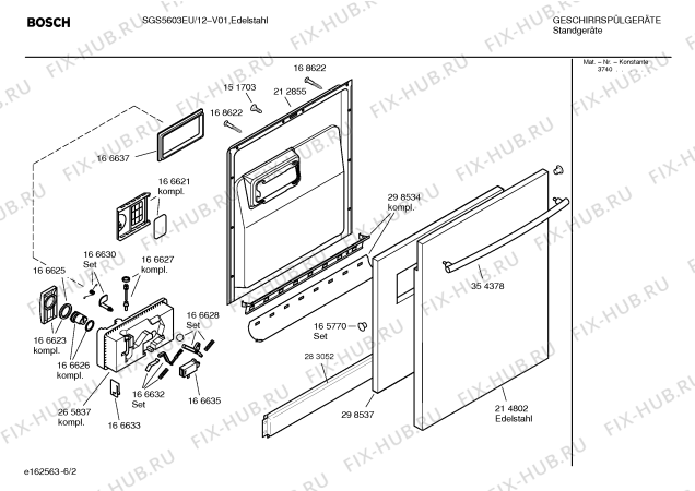 Взрыв-схема посудомоечной машины Bosch SGS5603EU - Схема узла 02