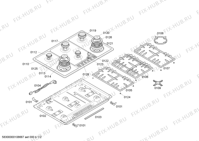 Схема №1 T2976N0NL Neff с изображением Столешница для плиты (духовки) Bosch 00474866