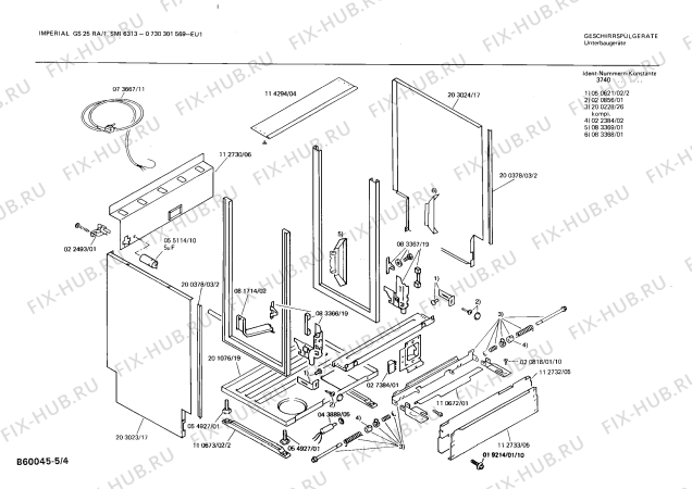 Схема №1 0730301569 GS25RA/1 с изображением Панель для посудомоечной машины Bosch 00114623
