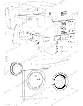 Схема №1 WAE 7S7000 с изображением Рукоятка для стиралки Whirlpool 481010796210