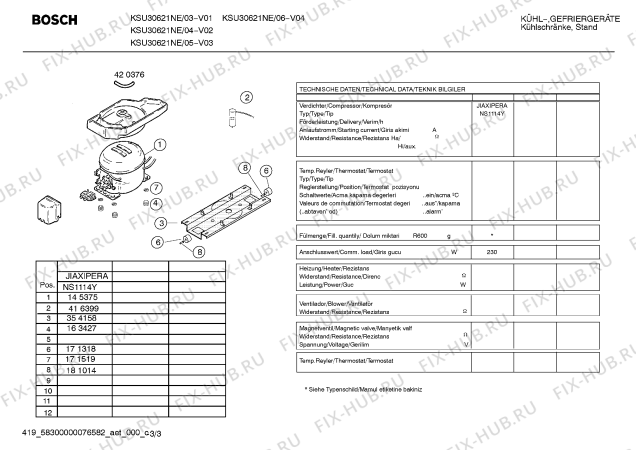 Взрыв-схема холодильника Bosch KSU30621NE - Схема узла 03