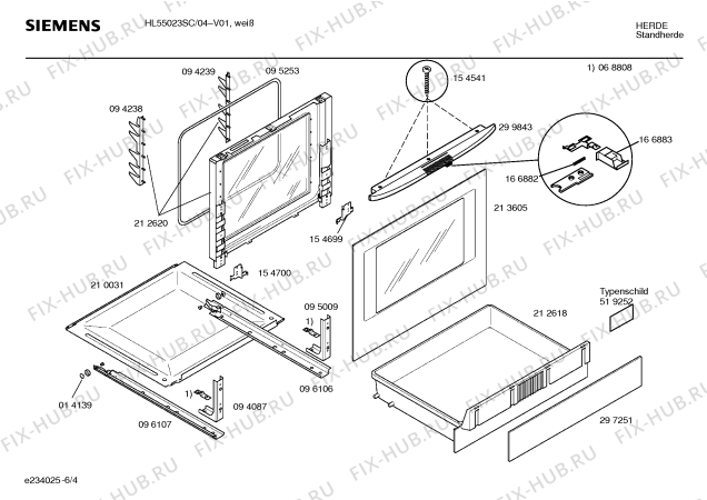 Схема №1 HL55023SC с изображением Инструкция по эксплуатации для электропечи Siemens 00580159