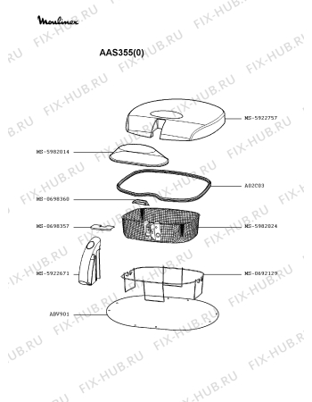Взрыв-схема тостера (фритюрницы) Moulinex AAS355(0) - Схема узла JP002133.1P3