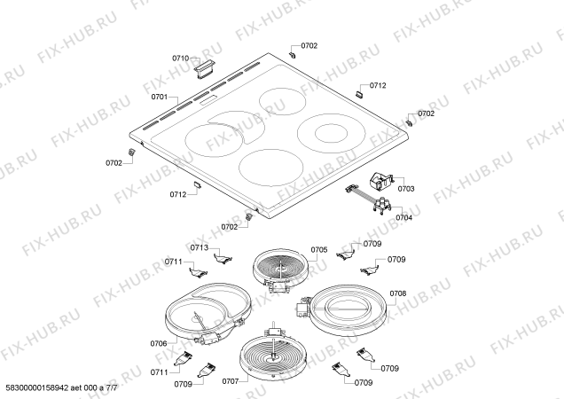 Взрыв-схема плиты (духовки) Bosch HCE644620R - Схема узла 07
