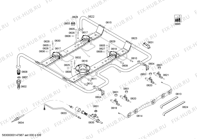 Взрыв-схема плиты (духовки) Bosch HGG34W355R - Схема узла 06