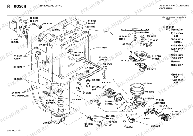 Взрыв-схема посудомоечной машины Bosch SMS3022NL - Схема узла 02