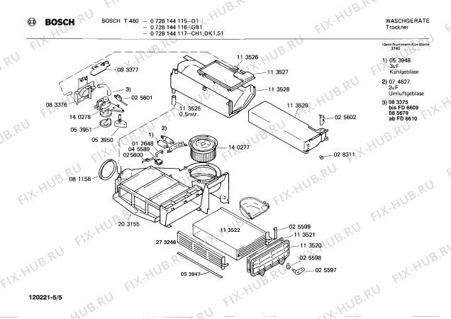Взрыв-схема сушильной машины Bosch 0728144115 T480 - Схема узла 05