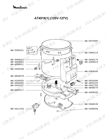 Взрыв-схема тостера (фритюрницы) Moulinex AT4516(1) - Схема узла 5P002099.3P2