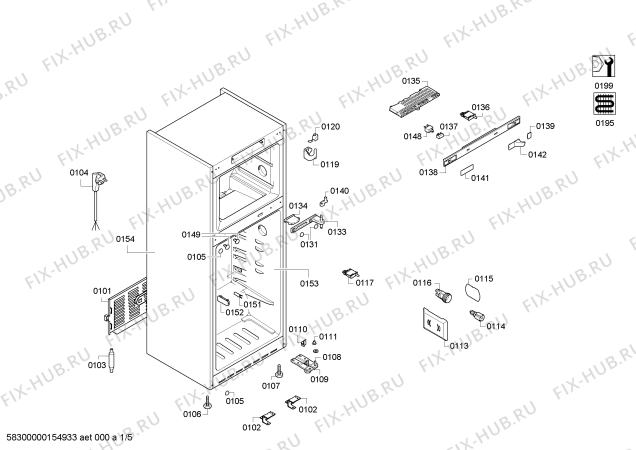 Схема №1 BD4771PNFI с изображением Дверь для холодильной камеры Bosch 00710454
