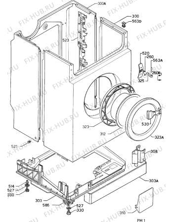 Взрыв-схема стиральной машины Husqvarna Electrolux QW505H - Схема узла Cabinet + armatures