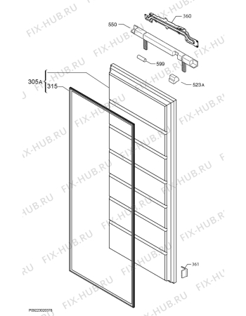 Взрыв-схема холодильника Aeg ABB81216NF - Схема узла Door 003